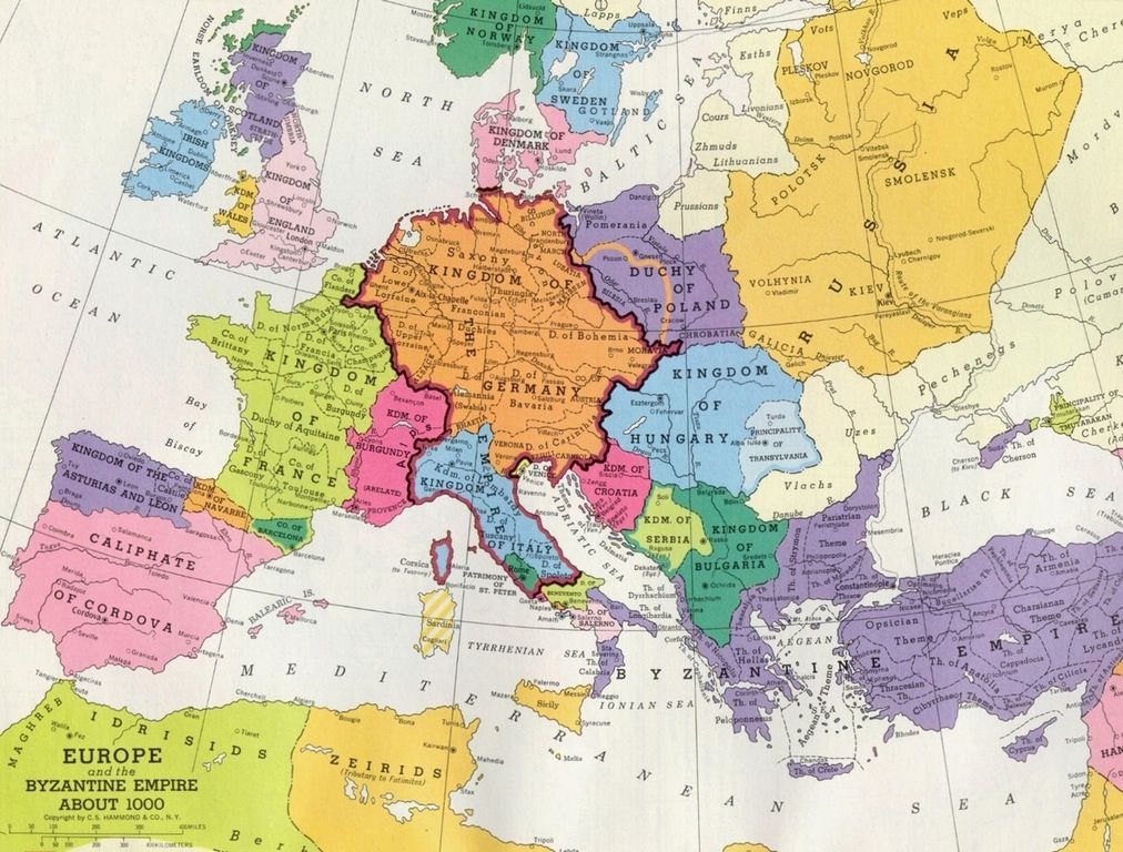 Map of Europe in 1000 A.D. | Europe map, Map, European map